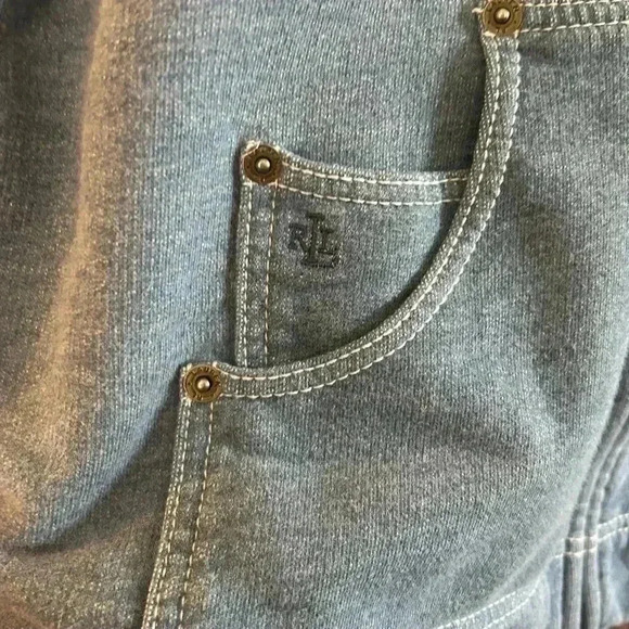 🩵Lauren Ralph Lauren Blue Hooded Sweatshirt w/Front Pockets & White Stitching🩵 - Picture 10 of 14